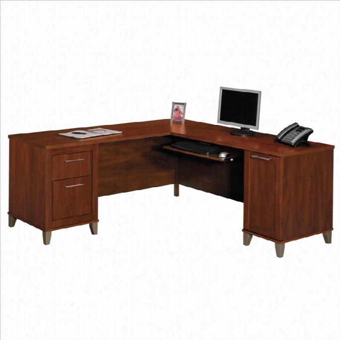 Bush Somerset 71 L-sahpe Wood Desk In Hansen Cherry