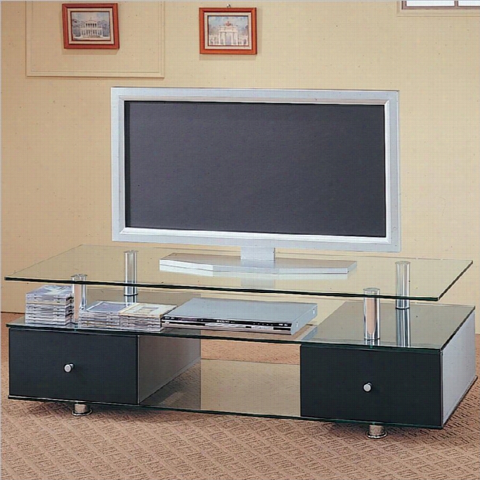 Coaster 57 Con Temporary Glass Tv Stand In Black With Drawers