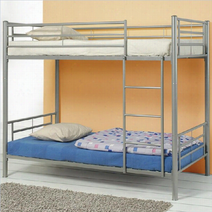 Coaster Denley Metal Bunk Bed I N Silver Finishh-twin Over Twin