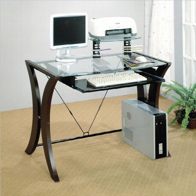 Coas Ter Division Table Desk With Glass Top In Cappuccino  Finish
