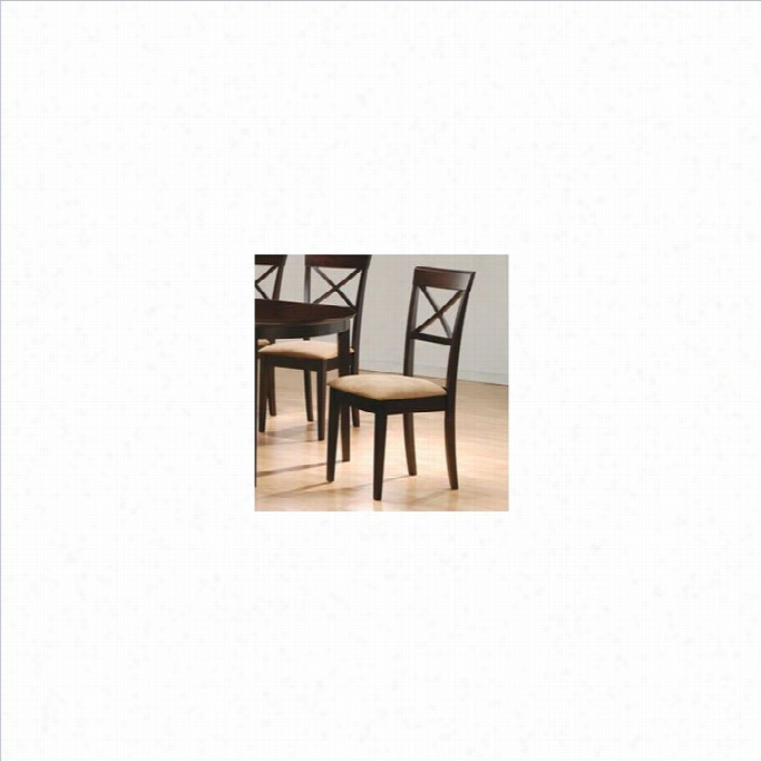 Coas Ter Hyde Cross Bakc Dining Chair With Fabric Seat In Cappuccino Finish