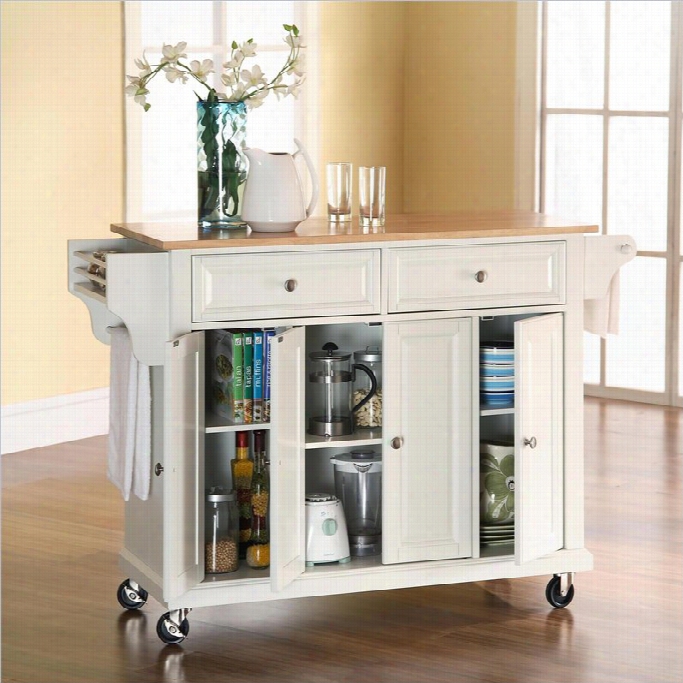 Crosley Appendages Regular Wood Top Kitchen Cart In White Finish