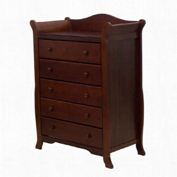 Dream On Me Alissq 5 Drawer Sleigh Chest In Espresso