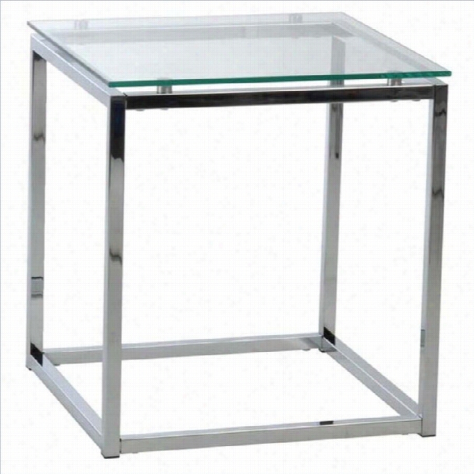 Eurostyle Sandor Side Table In Clear Glass/chrome