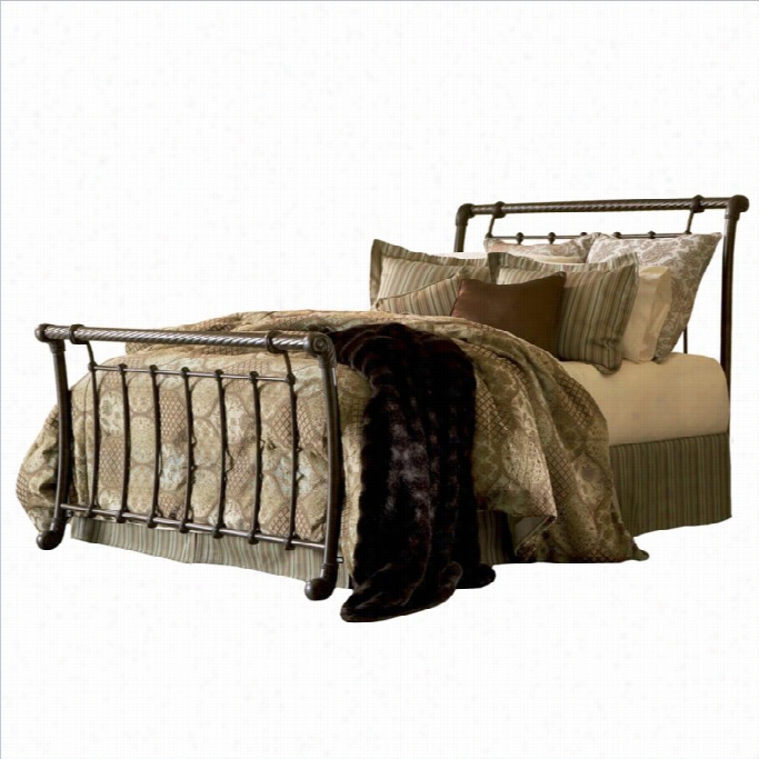 Fashion Beed Legion Metal Sleigh Bed In Ancient Gold-queen