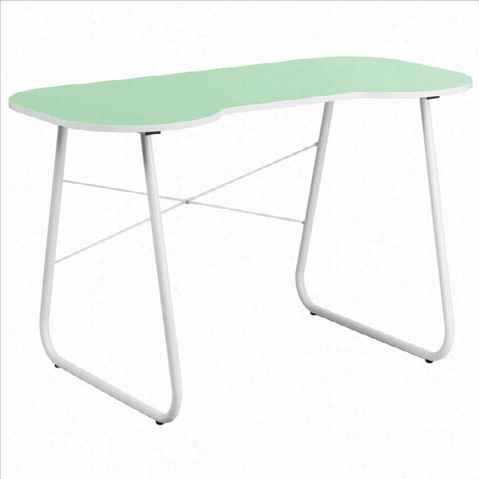 Flash Fu Rniture Ocmputer Desk In Green Ah White