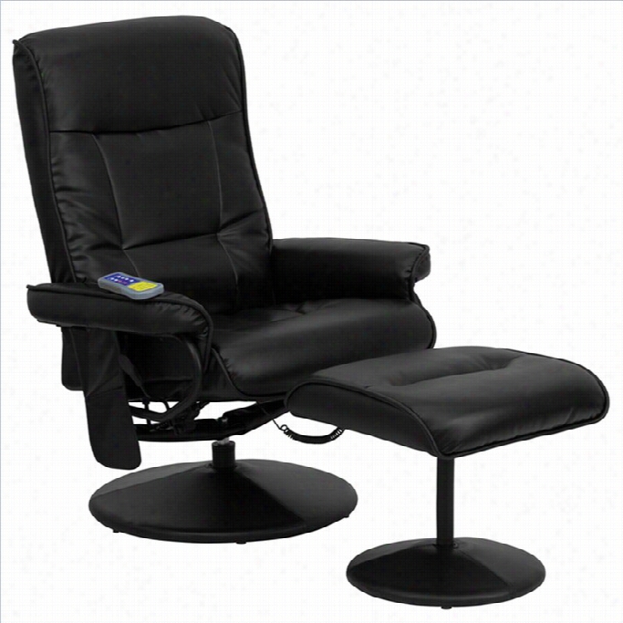 Flash Furniture Massaging Rcliner And Ottoman In Black With Base