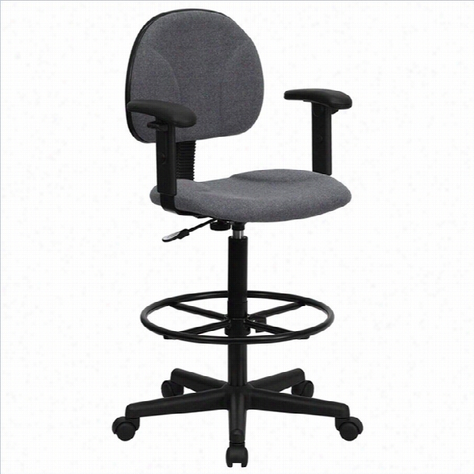 Flash Furniture Patterned Ergonoimc Drafting Chair In Gray Witha Rms