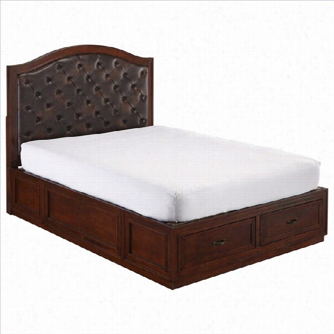 Home Styles Duet Bed With Brown Leather In Rustic Cherry-queen