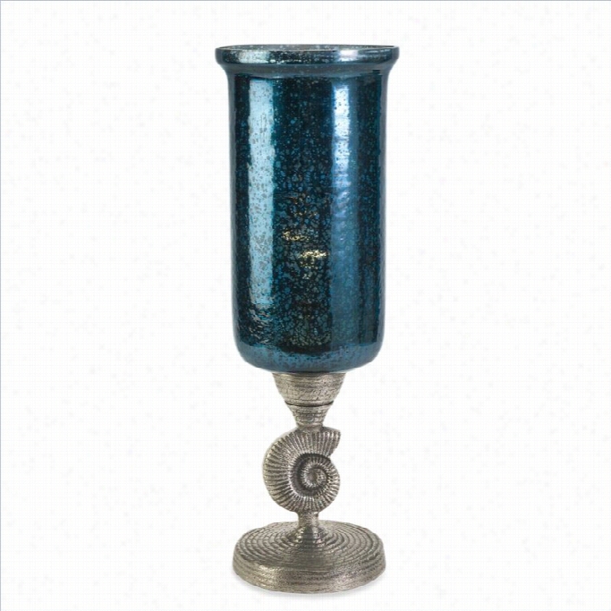 Imax Corporation Hurricane Lamp In Ocean Blue