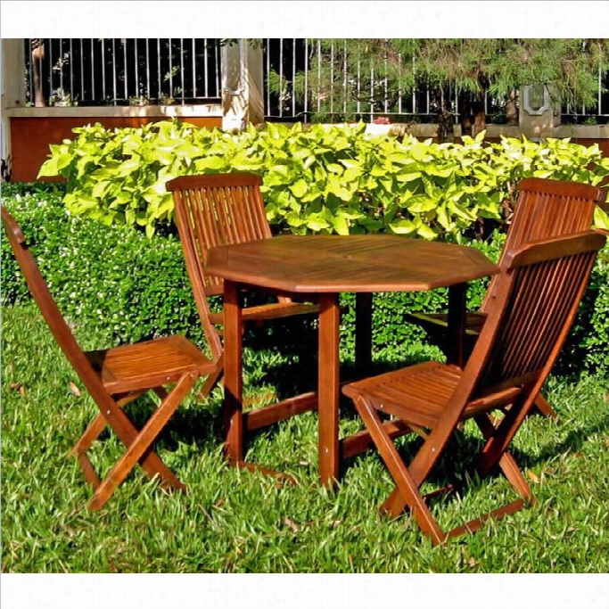 International Caravan Highland 5 Piece Wood Patio Dining Set