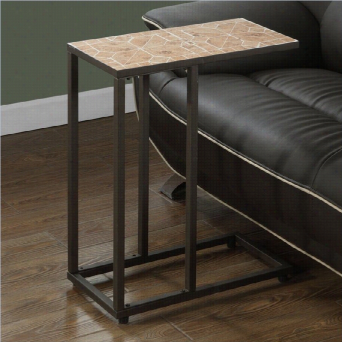 Monarh Accent Table In Hammered Brown With Terracotta Tle Top