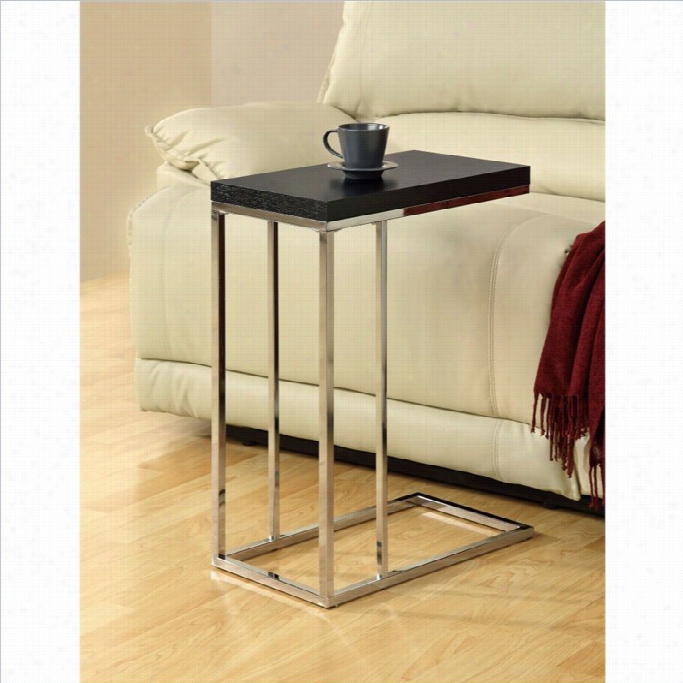 Moonarch Metal Hollow-core Accent Table In Chrome And Cappuccino