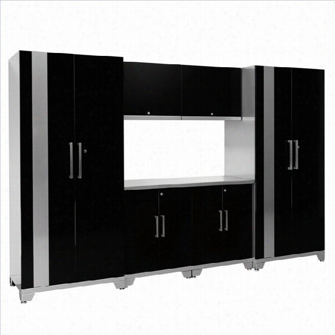 Newage Action Series 7 Piede Garage Storag Ecabinet Set In Black