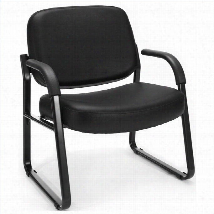Ofm Big And Tall Reception Vinyll Visitor Chair  Witha Rms In Black