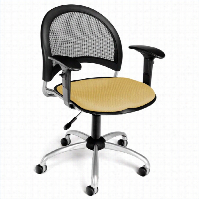 Ofm Moon Swivel Office Chait With Arms In Golden Flax