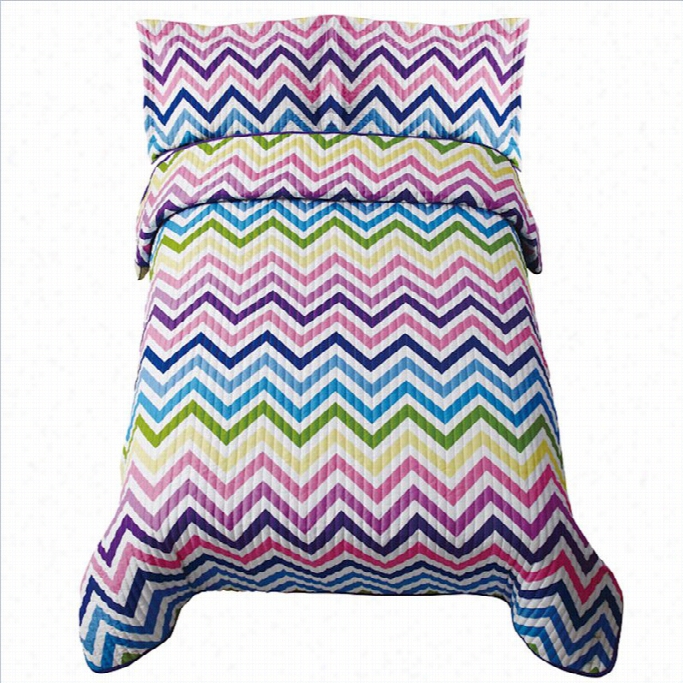 Pem America Zig Zag Sorbet Multicolor Quilt Set-twin