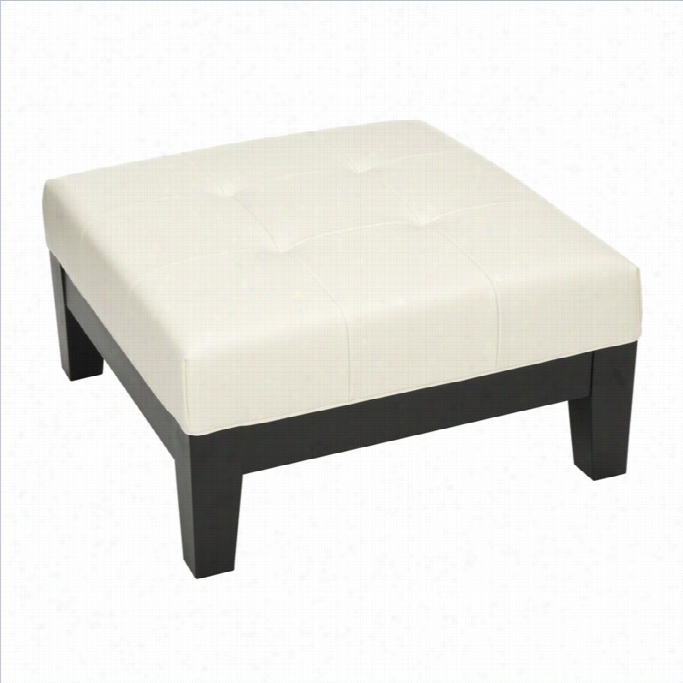 Safavih Hamilton Beech Wood Square Leatherottoman In Whute