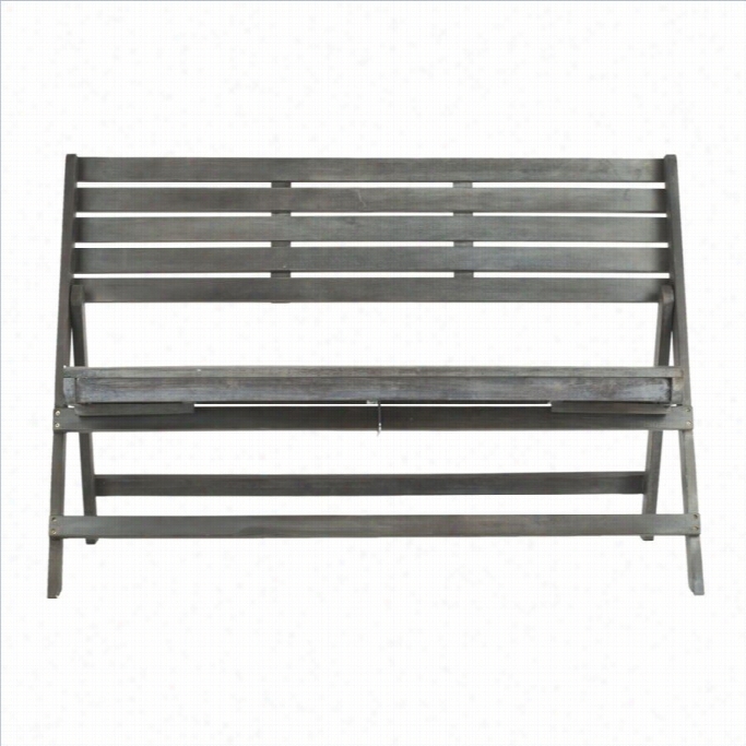 Safavieeh Luca Steel Ad Acacia Wood Folding Bench In Ash Grey