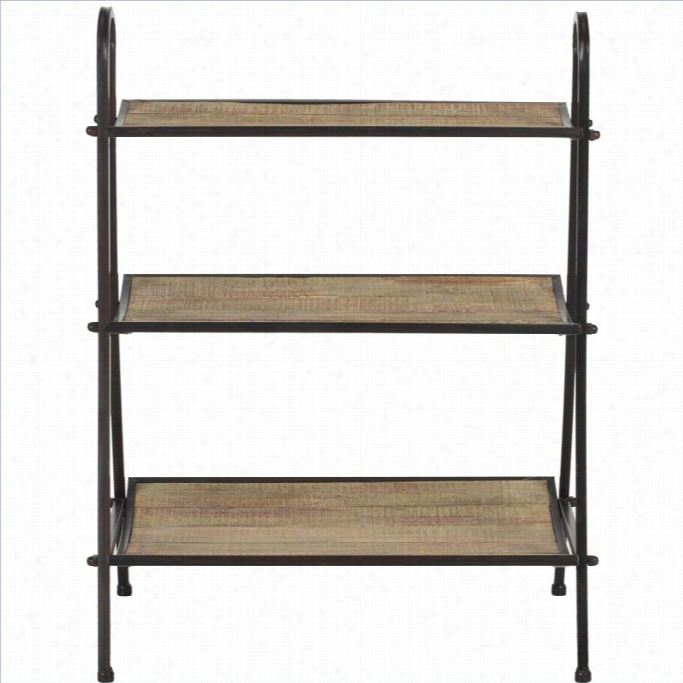 Safavieh Oswald Fir Wood Etagere In Natura L Color And Black