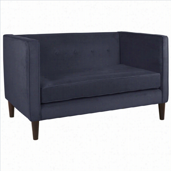 Skyline Furnituree Five  Button Loveseat In Lazuli Blue