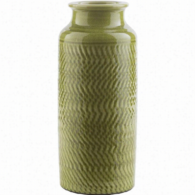Surya Zuniga  13.98 X 5.71 Ceramic Vase In Glossy Moss