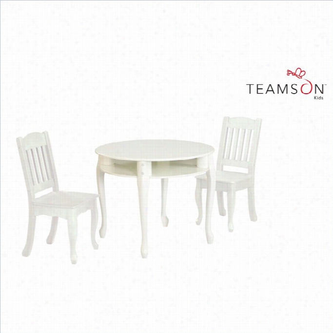 Teamson Kids Windsor Round Table And Set Of2 Chairs In White