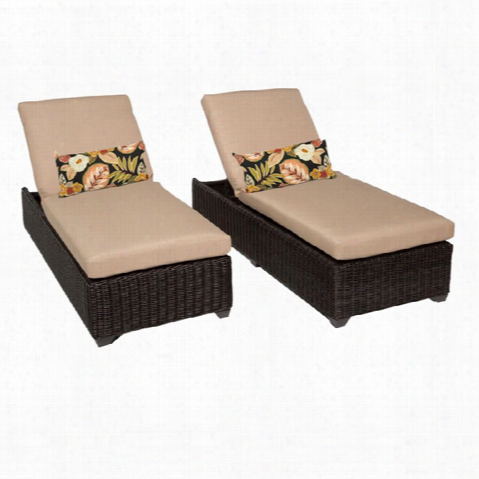 Tkc Vwnice Wicker Patio Lounges In Wheat (set Of 2)