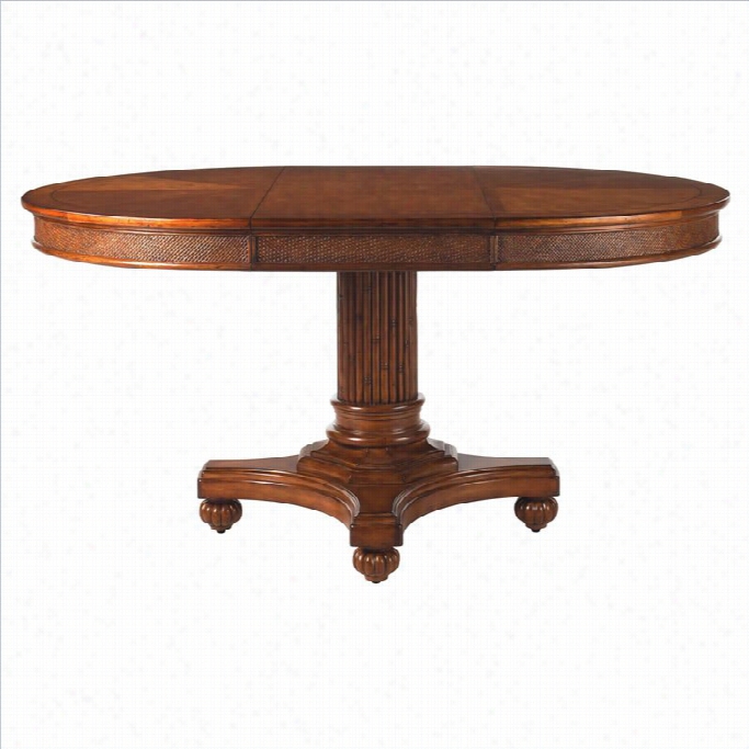 Tommyy Bahama Home Island Estate Cayman Pedestal Casual Dining Table In Plantation Finish