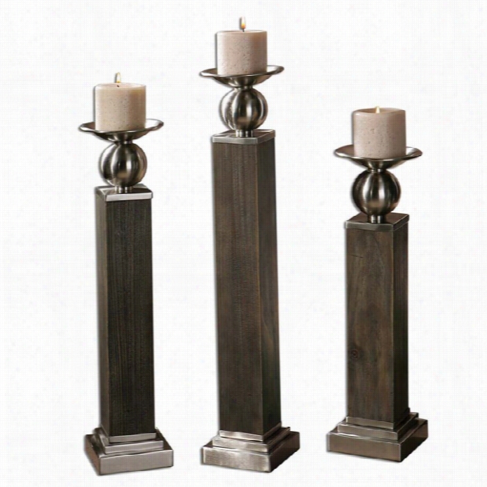 Uttermost Hestia Wood Candleholders ((set Of 3)
