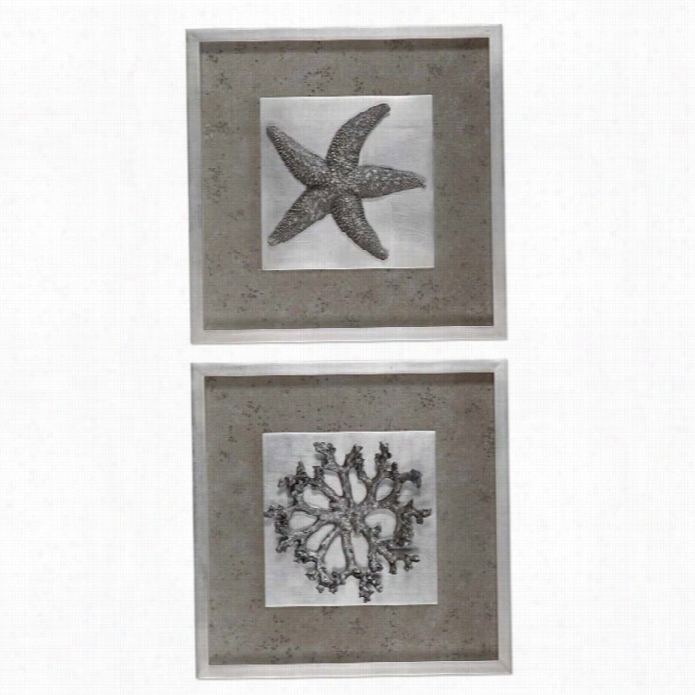 Uttermost Starfish And Coral Shadow Box Art (set Of 2)