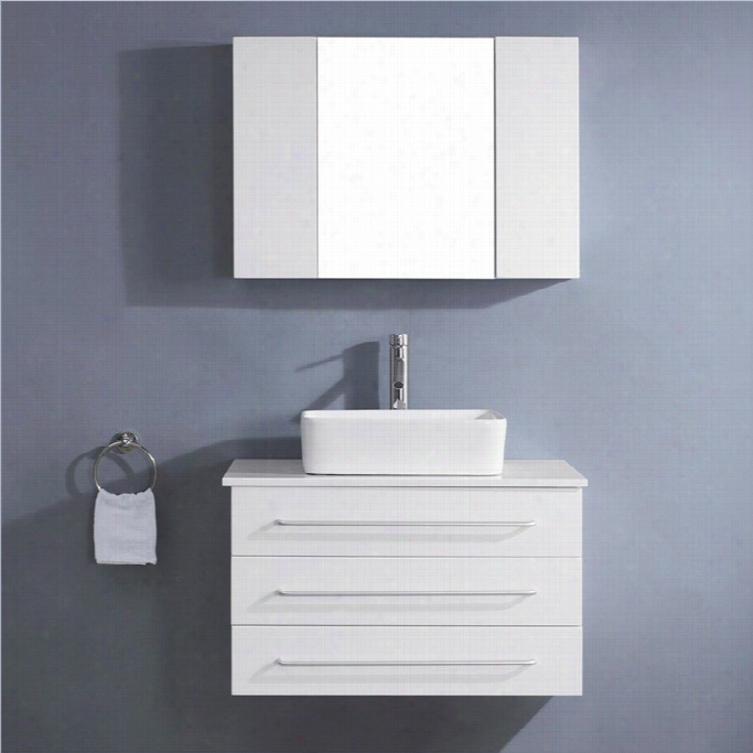 Virrtu Usa Ivy 33 White Stonesingle Bathroom Vanity Cabinet Set In White