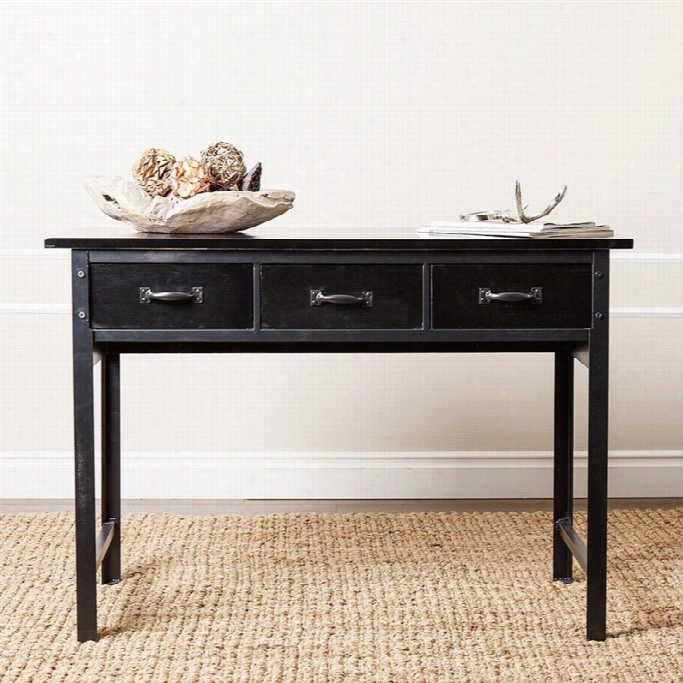 Abbyson Living Lndley Wood Console Soofa Table In Antiqued Black