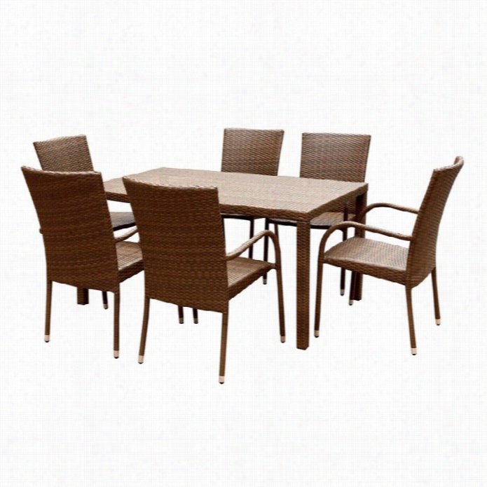 Abbyson  Living Paermo 7 Piece Wicker Patio Dining Set In Brown