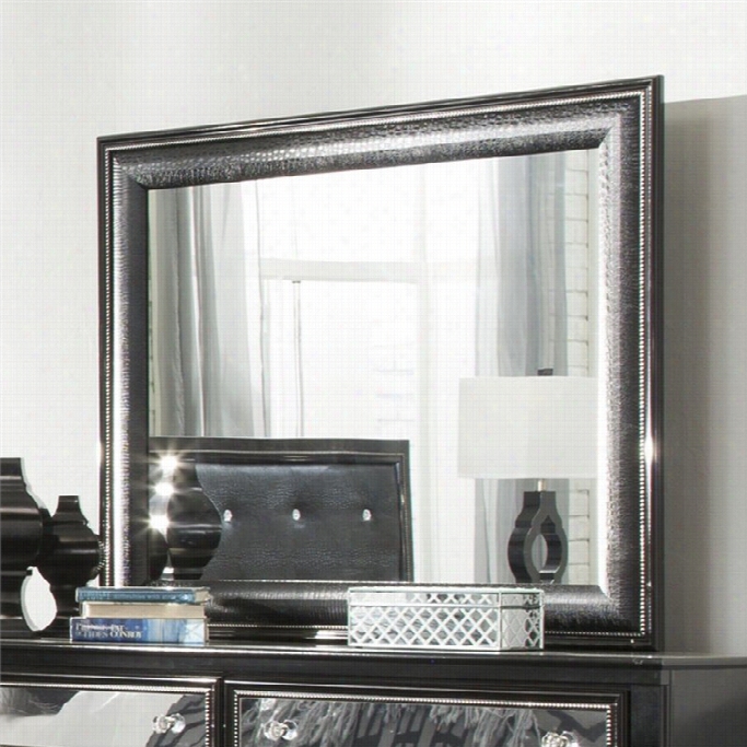 A$hley Alamadyre Faux Leather Bedroom Mirror In Black