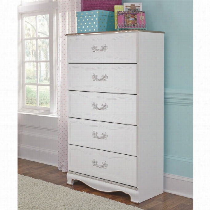 Ashley Koarbella 5 Drawer Wood Chest In White