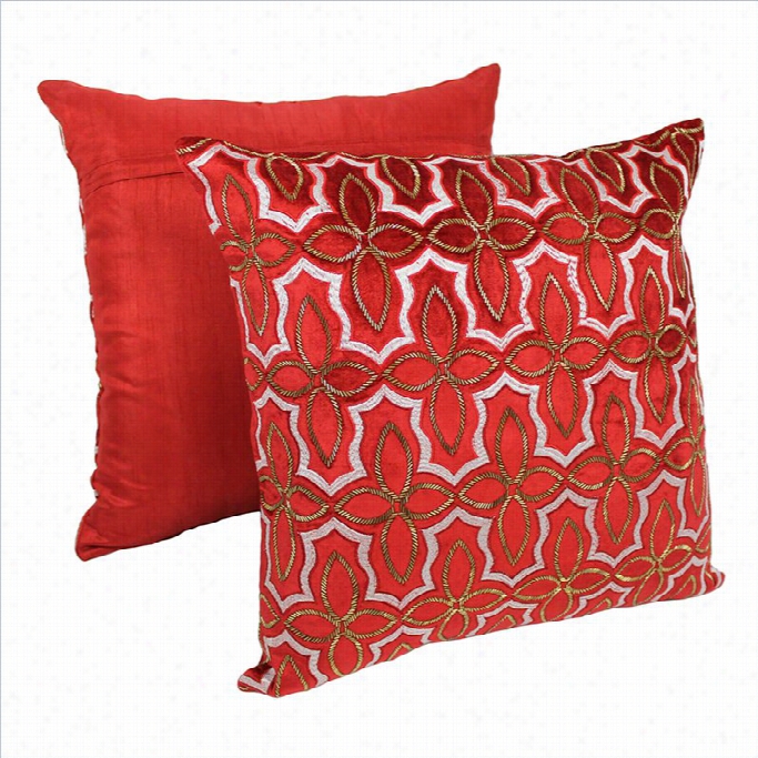 Blazing Needles 20 Inch Moroccan Throw Pillows In Red With Gold Beads (set Of 22)