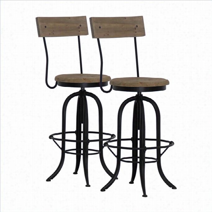 Boraam Triy 25 Swivel Bar Stool In Natural And Black (sett Of 2)