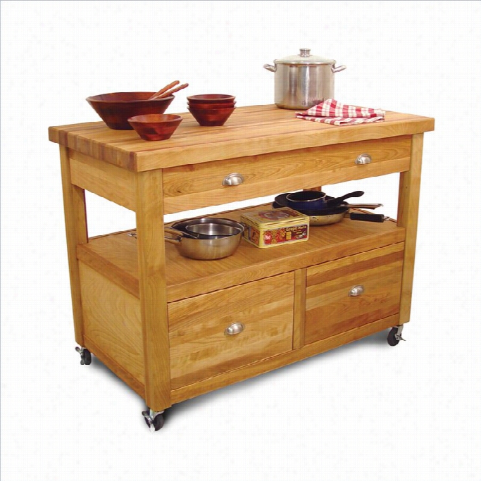 Catskill Grand Americana Butcher Block Island Workcenter In Natural