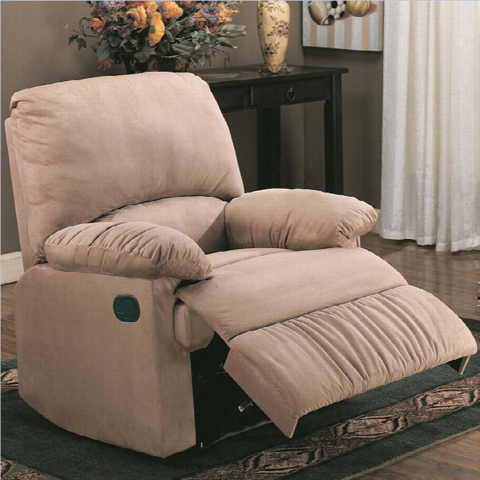 Coaster Casua1 Microfiber Recliner Chair In  Light Brown