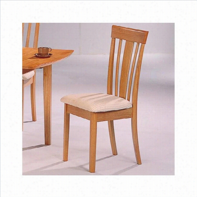 Coaster Davie Vertical Splat Dining Chair With Fabric Seat In Warm Natural
