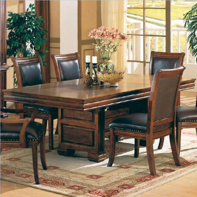 Coaster Westminster Double Pedesta L Dining Table In Cherry Finish