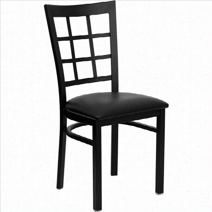 Flash Furniture Hercules Window Back Metal Dining Chair In Black