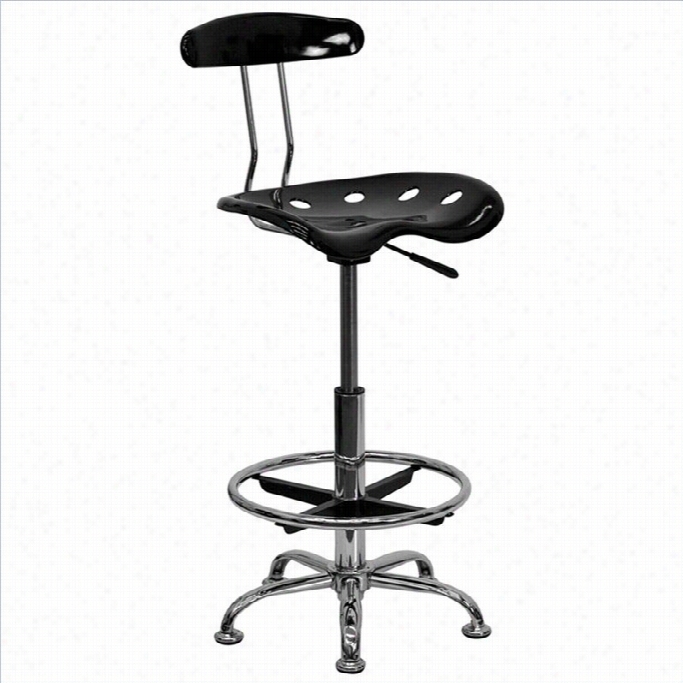 Flash Furniture Vibrant Drafting Chair Seat In Black And Chrome