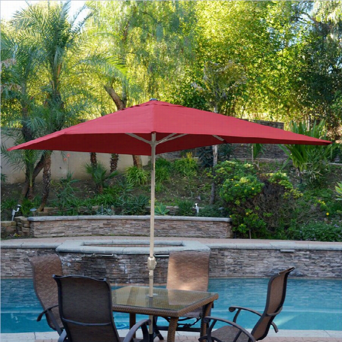 Jeco 6.5' X 10' Aluminum Patio Price Umbrella Tilt W Ith Crankin Burgundy Fabric Grey Pole