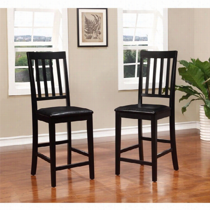 Linon Cayman 24 Bar Stool In Black (set Of 2)