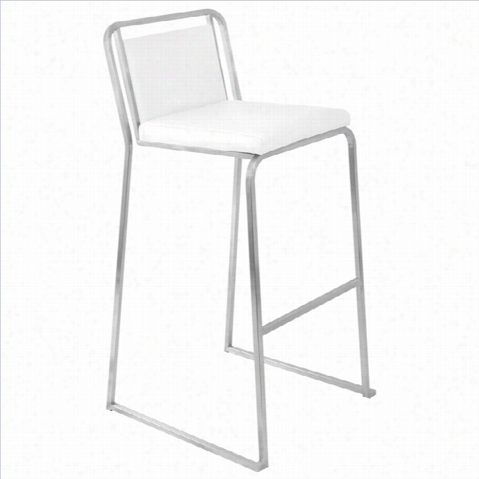 Lumisource 29.5 Cacsade Bar Stool In White