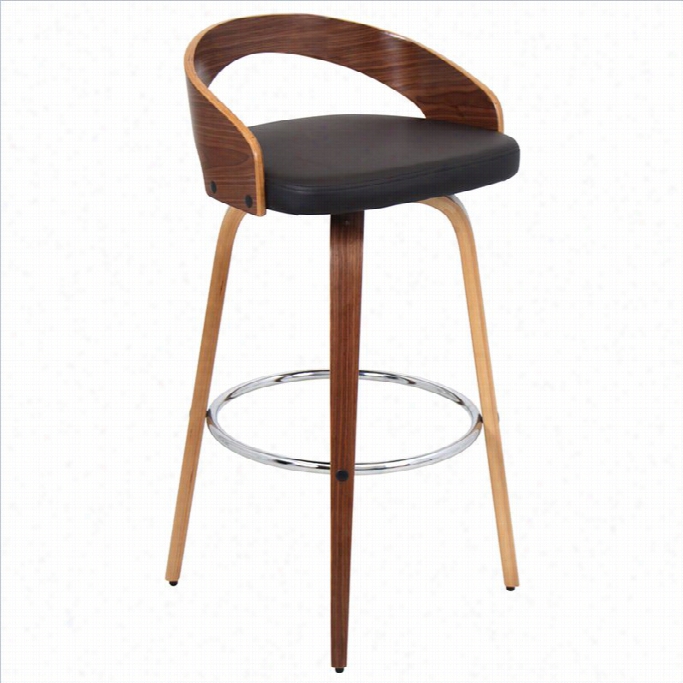 Lumisource Grotto Barstool In Walnut And Brown