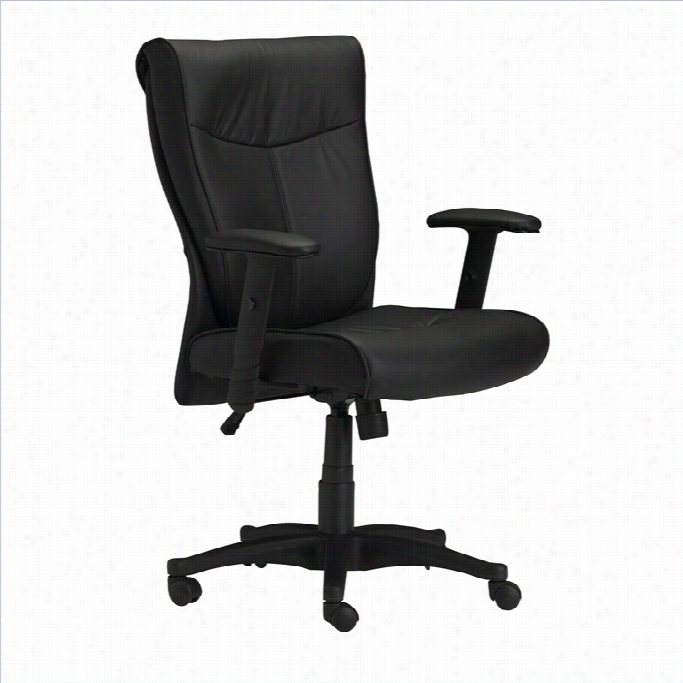 Magline Meercado Black Genuine Leather Conference Office Chair