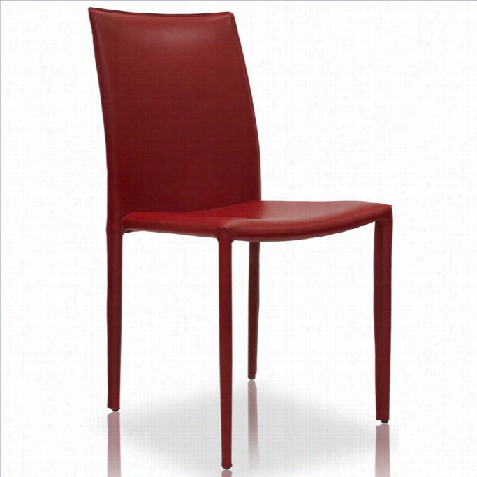 Modloft Varick Dining Chair In Red Leather